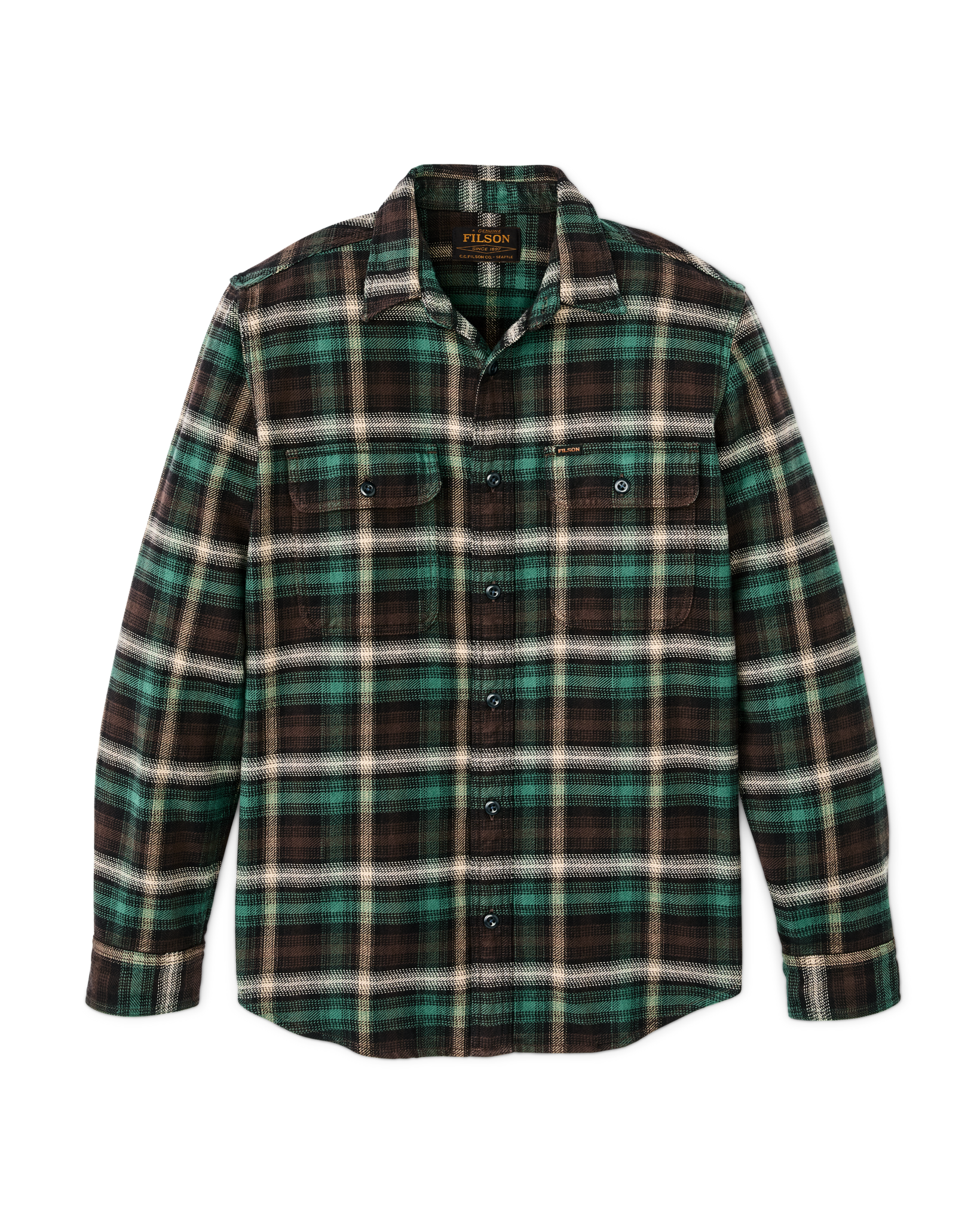 Vintage Flannel Work Shirt - Brown / Cream / Multi Plaid