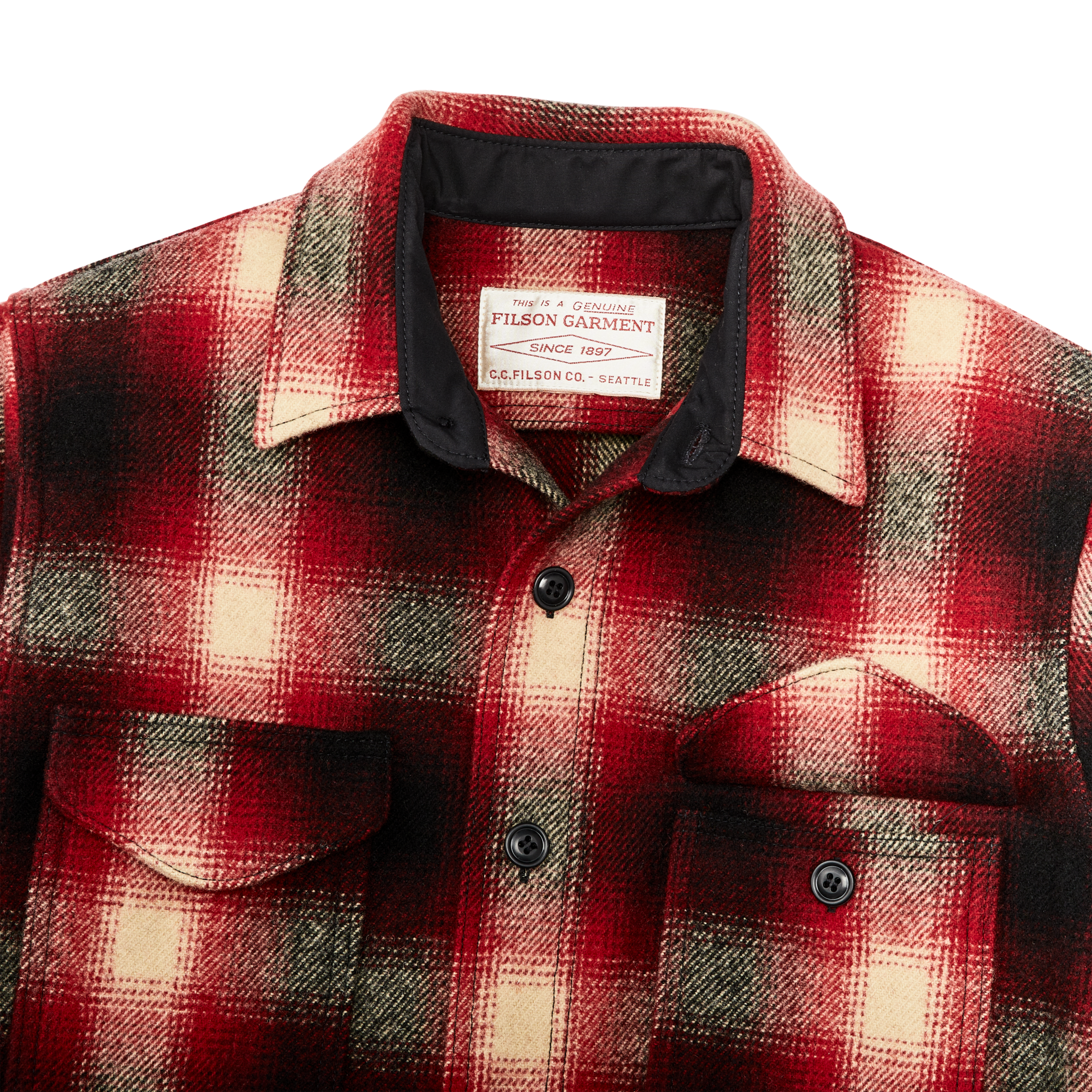 Mackinaw Wool Jac-shirt - Red / Black Ombre Plaid - Image 4